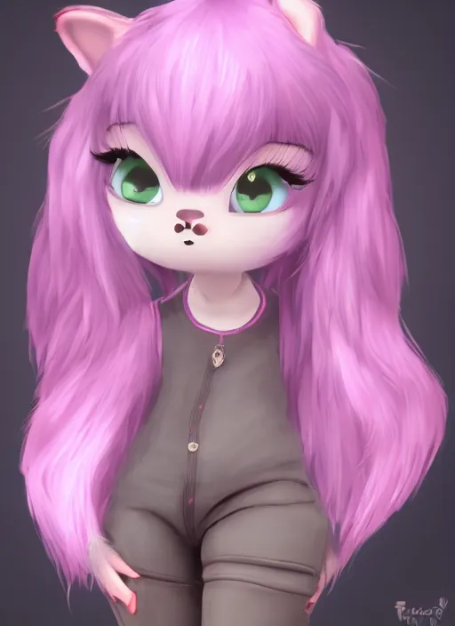 Image similar to female furry mini cute style, character adoptable, highly detailed, rendered, ray - tracing, cgi animated, 3 d demo reel avatar, style of maple story and zootopia, maple story cthulhu girl, dark cthulhu, dark skin, cool clothes, soft shade, soft lighting