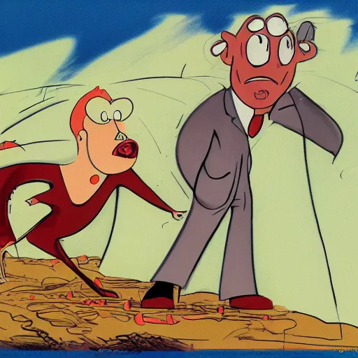 Prompt: concept art, illustration of people tired of bullshit, milt gross, tex avery, cartoon, by virgil partch, - h 7 6 8