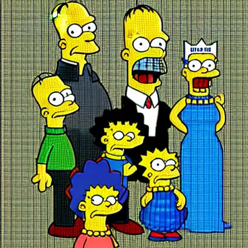 Prompt: pixel art of the simpsons