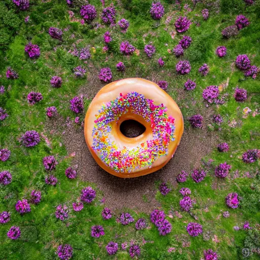 Image similar to a large tree with doughnut flowers, bold natural colors, national geographic photography, masterpiece, 8 k, raw, unedited, symmetrical balance