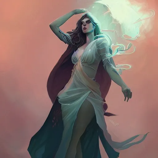 Image similar to a beautiful sorceress in long flowing robes, by charlie bowater, loish, peter mohrbacher, artgerm, greg rutkowski, krenz cushart, wlop