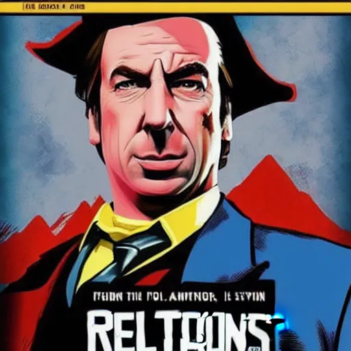 Image similar to Saul Goodman in the style of the Red Dead Redemption 2 cover art