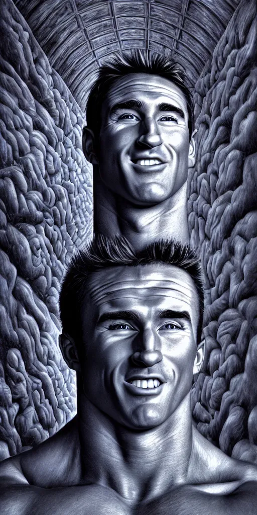 Image similar to hyperrealism billy herrington wallpaper in style of rob gonsalves, giger, araki nobuyoshi