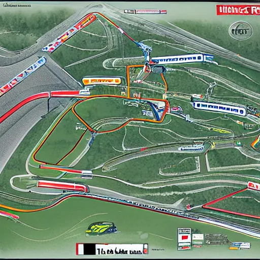 Prompt: herman tilke racetrack like iconic race tracks spa - francorchamps monza nordschleife track scheme map