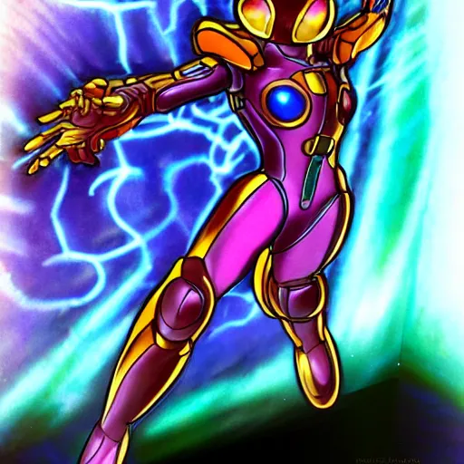 Image similar to a really shiny translucent metroid from the metroid series