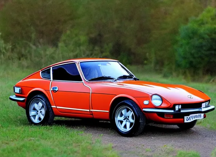 Image similar to a datsun 2 4 0 z in the art style of quentin blake