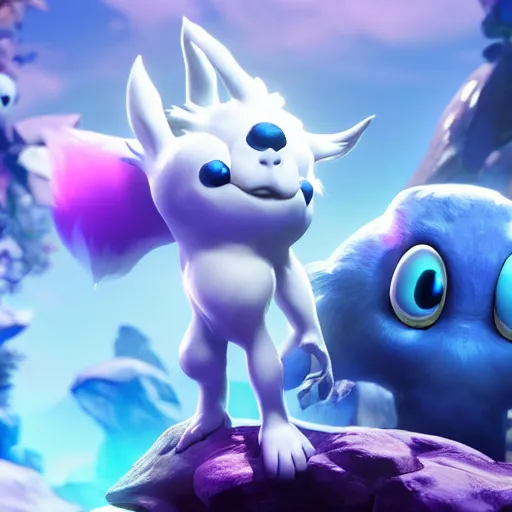 Prompt: 3 d ori and the will of the wisps game screenshot, vivid, unreal engine, 3 d rendered