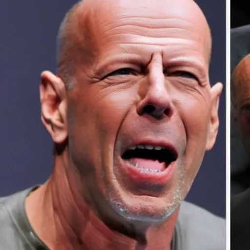 Prompt: bruce willis torn apart