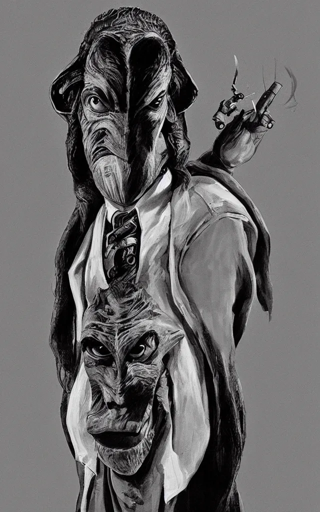 Prompt: “portrait of Jar Jar Binks as a detective, by Philippe Halsman, trending on artstation, detailed, black and white”