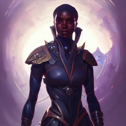 Image similar to African futuristic dystopian,D&D, fantasy, intricate, elegant, highly detailed, digital painting, artstation, concept art, matte, sharp focus, illustration, art by Artgerm and Greg Rutkowski and Alphonse Mucha