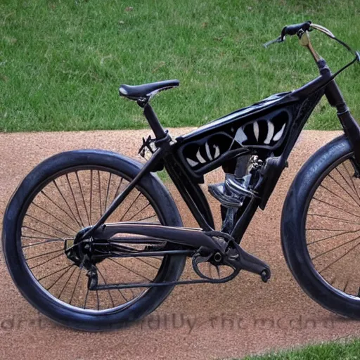 Image similar to bike made out of skull and bones, dark
