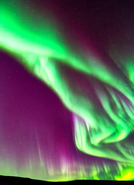 Prompt: northern lights in the night sky over iceland