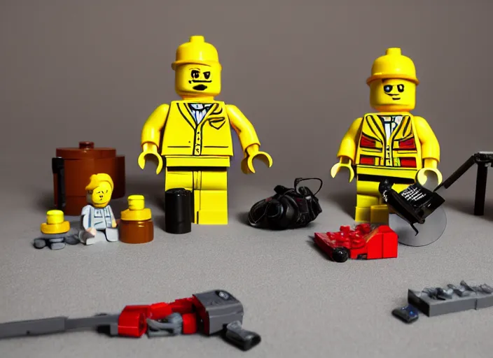 Image similar to product photo still of breaking bad video lego playset, 8 k, 1 2 0 mm macro, f 1. 8, studio lighting, key light