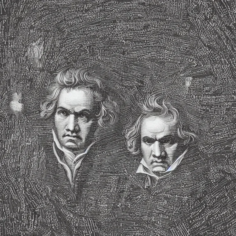 Image similar to An artwork visual representation of the music of Beethoven.