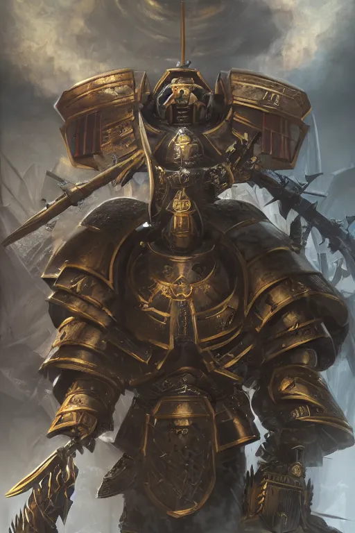 Image similar to armor portrait heros warhammer 4 0 k horus heresy fanart - the primarchs emperor by johannes helgeson animated with vfx concept artist & illustrator global illumination ray tracing hdr fanart arstation zbrush central hardmesh 8 k octane renderer comics stylized