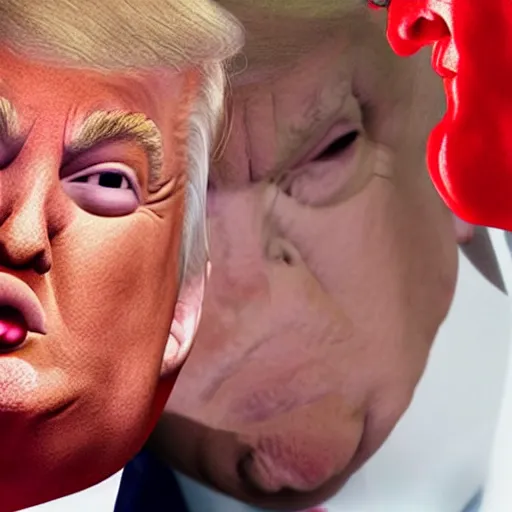 Prompt: Brian Peppers French kissing Donald trump, hyper realistic