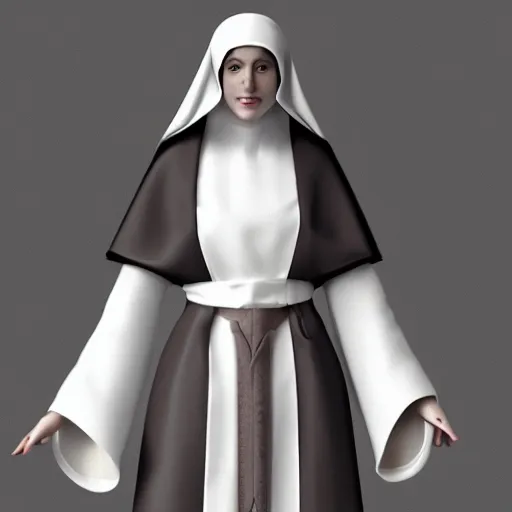 Prompt: female character design inspired by venice carnival and nun outfit | | concept art, gray