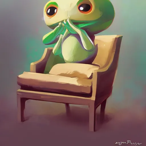 Image similar to chair that is a frog, animal crossing, official fanart behance hd artstation by Jesper Ejsing, by RHADS, Makoto Shinkai and Lois van baarle, ilya kuvshinov, rossdraws