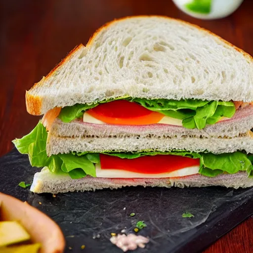 Image similar to the most delicious sandwich ever made, all the fixings, loaded