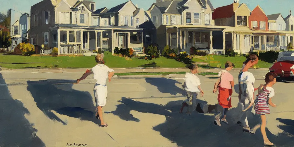 Prompt: us suburbs ben aronson 1950