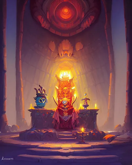 Prompt: Throne Room of the Shaman Owl King, by Andreas Rocha