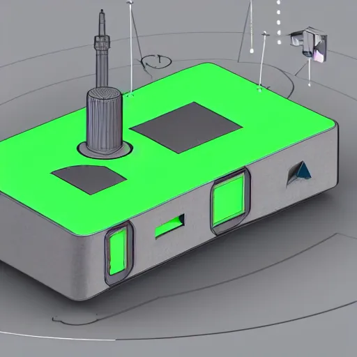 Image similar to a 3 d cad drawing of a new advanced next - gen industry disrupting iot device