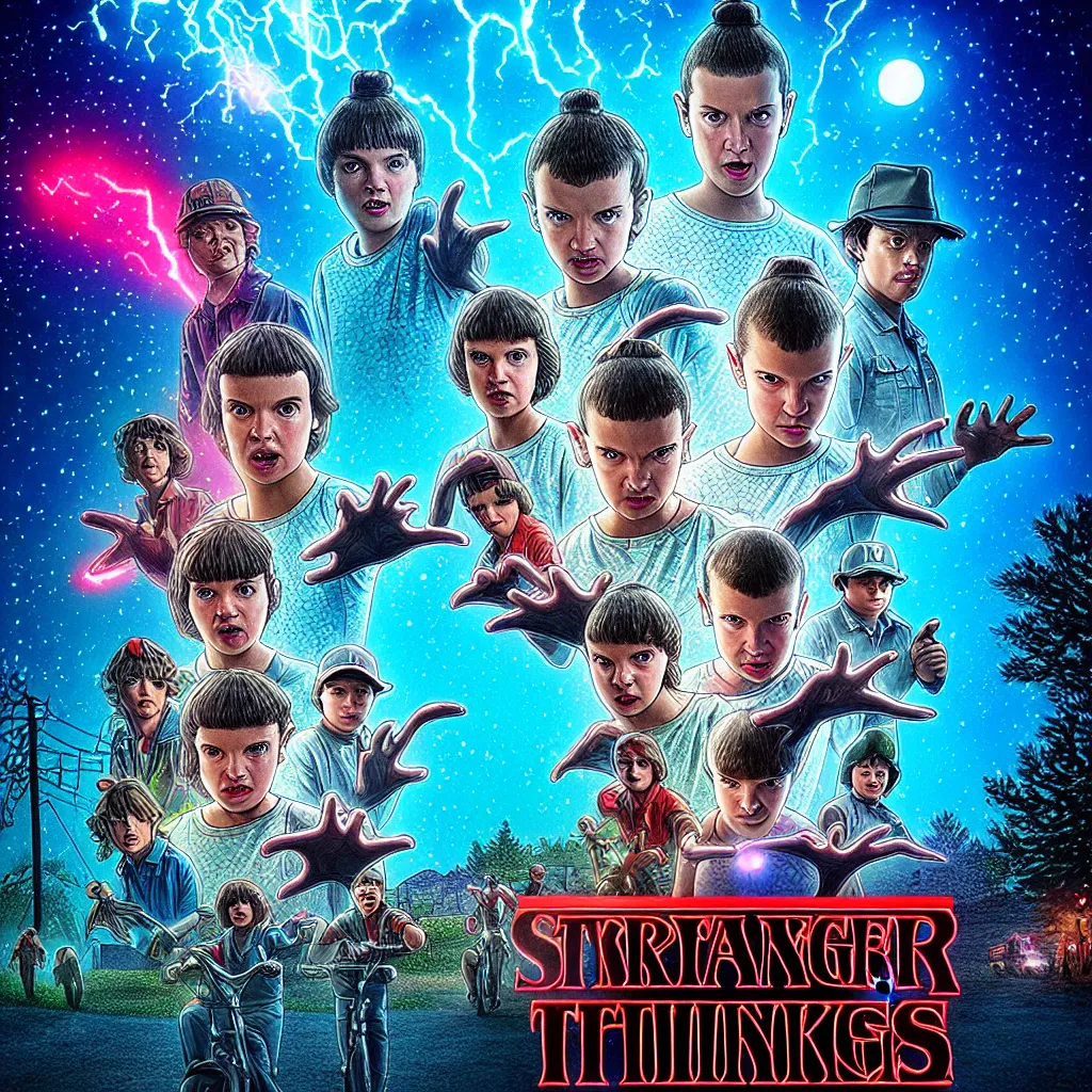 Image similar to the rock in stranger things season 5 poster