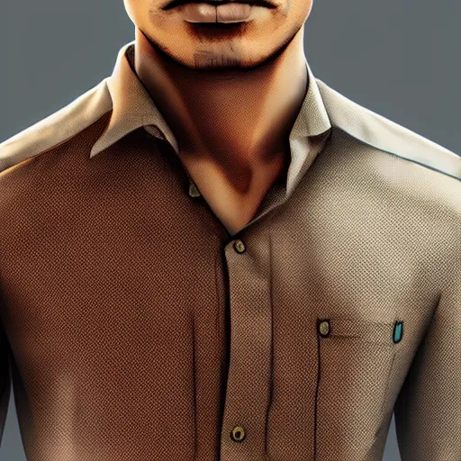 Prompt: realistic! portrait of young brown working man wearing a formal shirt, detailed digital art , trending on artstation, detailed digital art