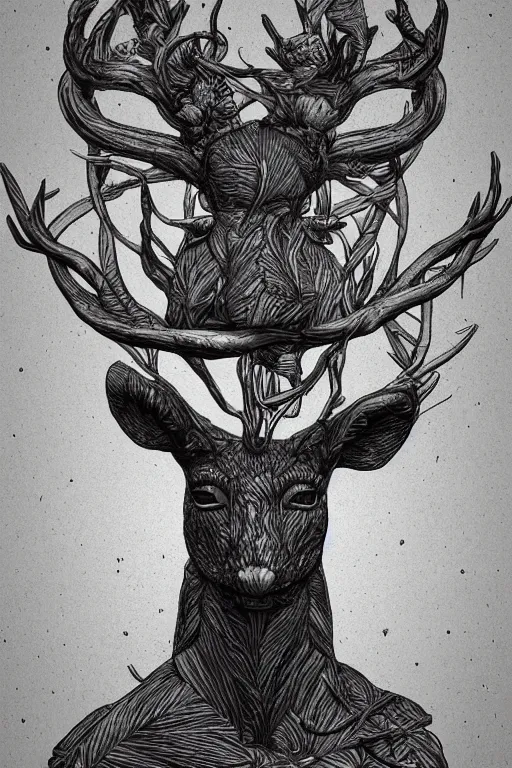 Image similar to silver deer, in the style of Greg Broadmore and Arthur Rackham and Moebius,trending on artstation, light lighting side view,digital art,surrealism ,macro,blueprint ,vaporwave ,