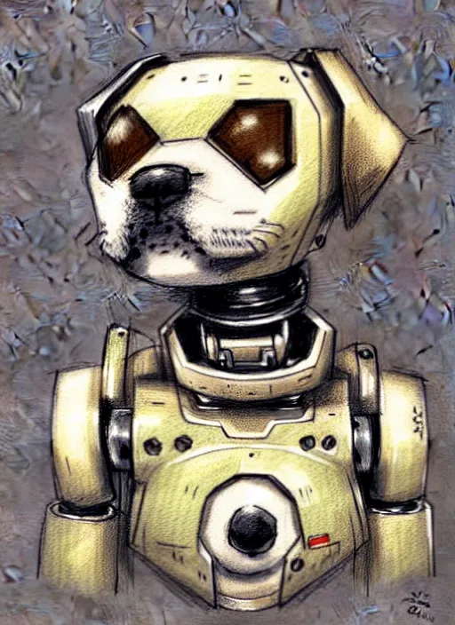 Prompt: cute dog robot, muted colors, by jean - baptiste monge