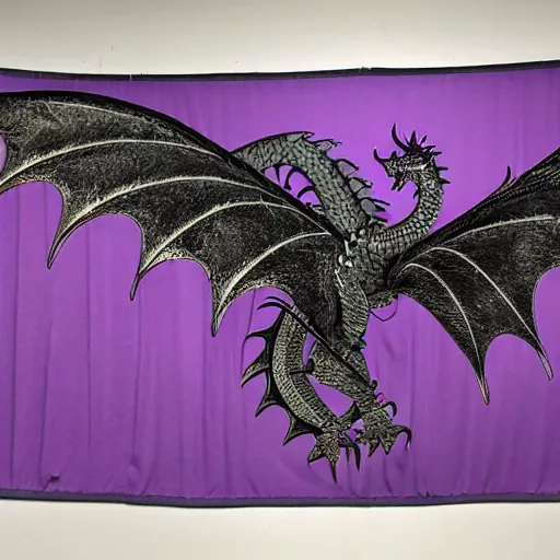 Image similar to 128 foot tall silver western style dragon that has purple accents, 360 foot wingspan, and jagged yet smooth plated scales