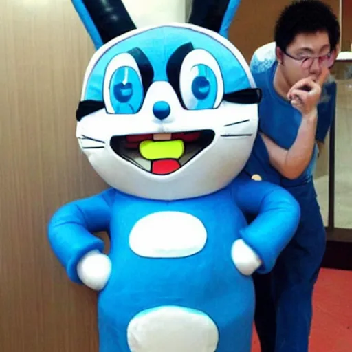 Prompt: poor cosplay of doraemon