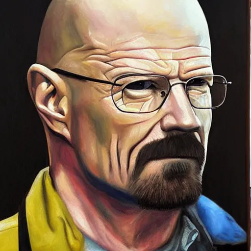 Prompt: An oil painting of Walter White from Breaking Bad, by Picasso
