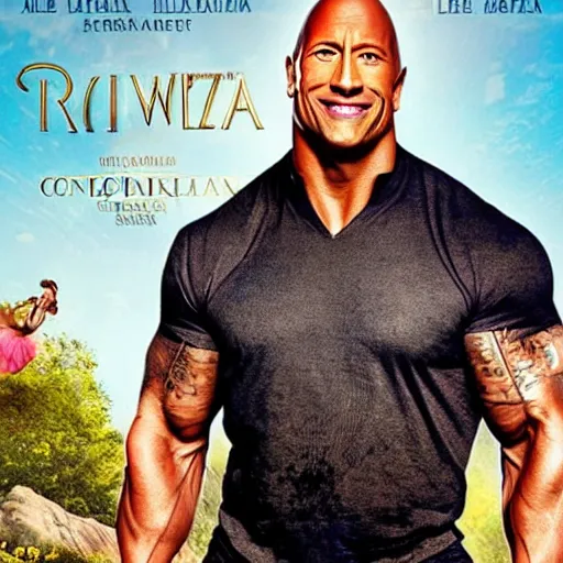 Image similar to movie poster of dwayne johnson as cinderella