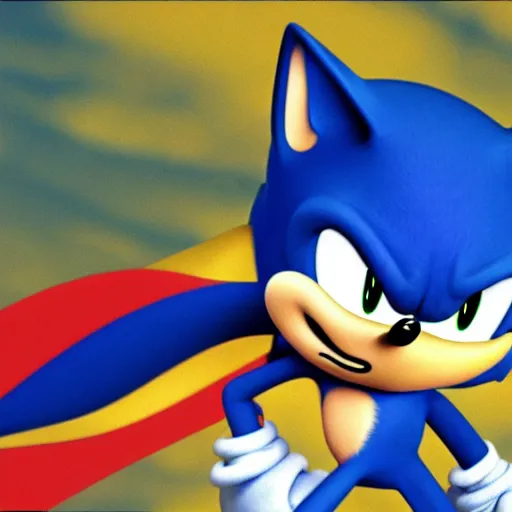 Image similar to sonic but with batman's head. cartoon. high quality. high fidelity.