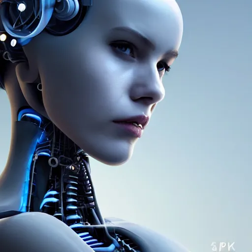 Image similar to Perfectly-Centered Portrait of the upper body of a Mechanical Cyberpunk Female Android, upper torso, upper body, intricate, elegant, super highly detailed, professional digital painting, artstation, concept art, smooth, sharp focus, no blur, no dof, extreme illustration, Unreal Engine 5, Photorealism, HD quality, 8k resolution, cinema 4d, 3D, beautiful, cinematic, art by artgerm and greg rutkowski and alphonse mucha and loish and WLOP