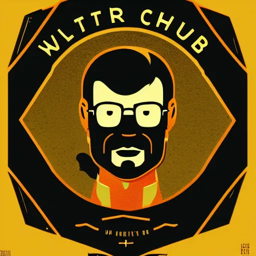 Prompt: minimalist logo icon for a comedy club of walter white, victo ngai, kilian eng, lois van baarle, behance, beeple, artstation