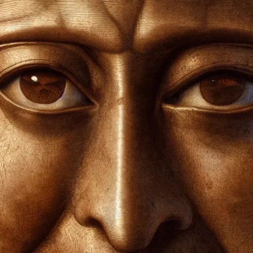 Prompt: da vinci face close - up, photorealistic, 4 k, detailed.