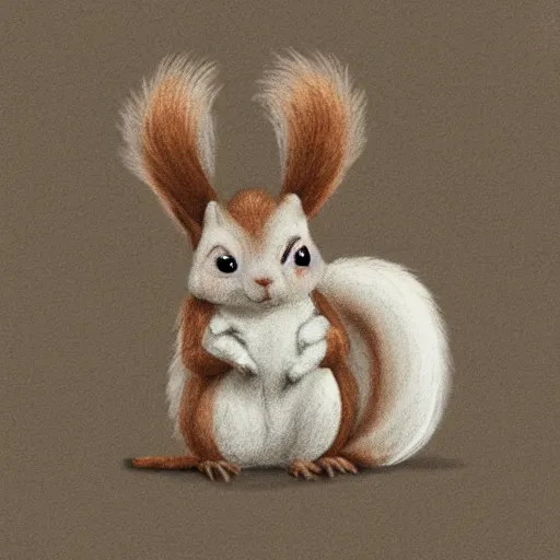 Prompt: a cute squirrel whit fluffy fur drawn concept art