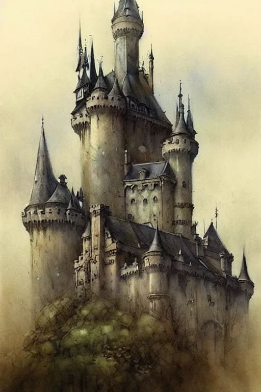 Prompt: (((((1950s fairy tale gothic revival castle city . muted colors.))))) by Jean-Baptiste Monge !!!!!!!!!!!!!!!!!!!!!!!!!!!