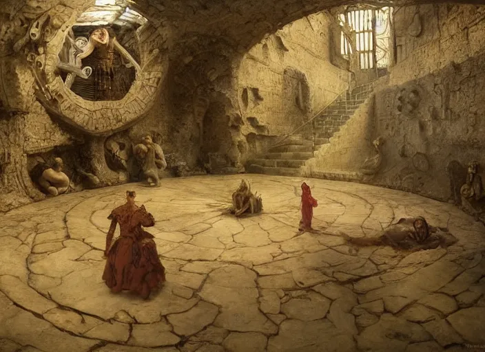 Image similar to jim henson's labyrinth. oubliette. you are in an oubliette : a place where people and things are put to be forgotten by edgar maxence and caravaggio and delacroix style, artistic, intricate painting, cinematic lighting, hyper realistic, extremely detailed, vivid colors, establishing shot, dramatic lighting