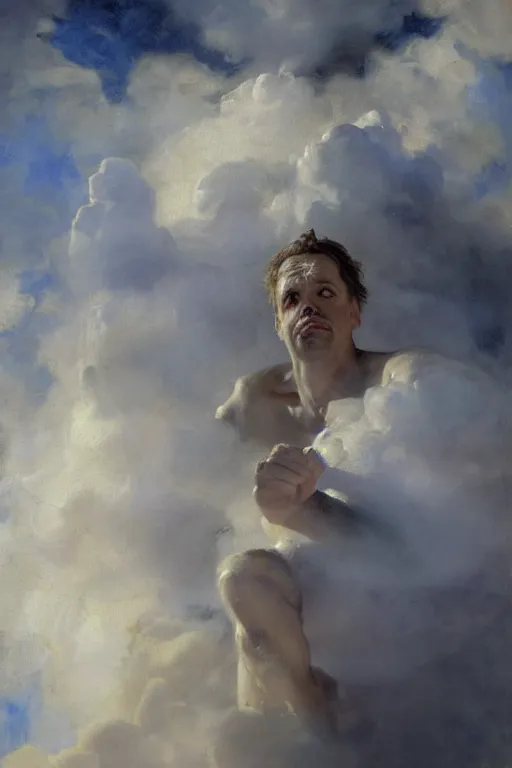 Image similar to beautiful detailed expressive impressionistic oil painting portrait of ancient roman god emperor steve buscemi ascending into the clouds wearing the civic crown, renaissance painting, art by anders zorn, wonderful masterpiece by greg rutkowski, expressive brush strokes, beautiful cinematic light, american romanticism by greg manchess, jessica rossier