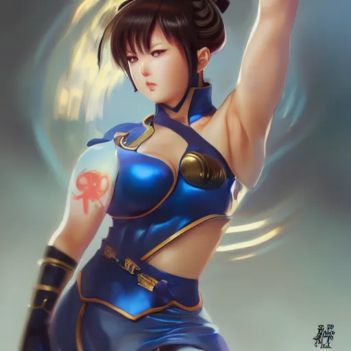 Image similar to A semi realistic anime portrait of Chun li, by Stanley Artgerm Lau, WLOP, Rossdraws, James Jean, Andrei Riabovitchev, Marc Simonetti, and Sakimichan, tranding on artstation, SFW version