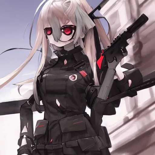 M4 Sopmod ii girls frontline, ilustration by Krenz | Stable Diffusion