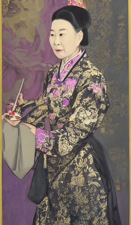 Prompt: Empress Dowager Cixi as an egirl, mirror selfie, iPhone photo