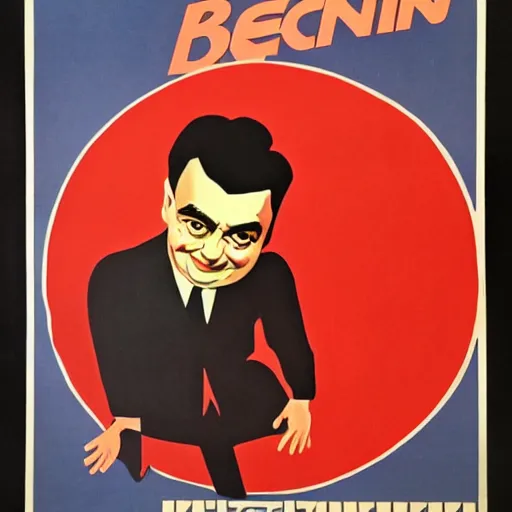 Image similar to Soviet propaganda poster about Mr Bean