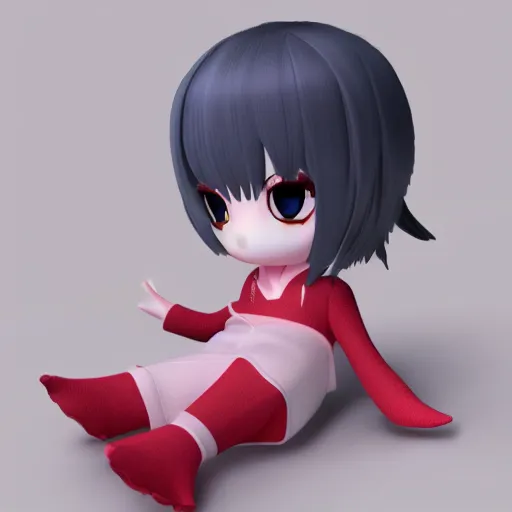 Image similar to cute fumo plush of a girl who doesn't give a damn, vray