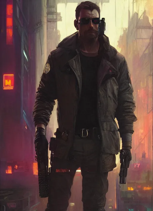 Prompt: Modern Teddy Roosevelt. Cyberpunk assassin in tactical gear. blade runner 2049 concept painting. Epic painting by Craig Mullins and Alphonso Mucha. ArtstationHQ. painting with Vivid color. (rb6s, Cyberpunk 2077, matrix)