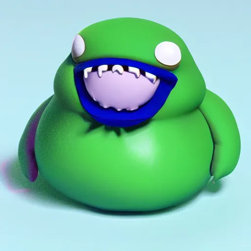 Image similar to cute fumo plush of a blob googirl, monster girl, stylized shiny reflective refractive green pbr material, vray