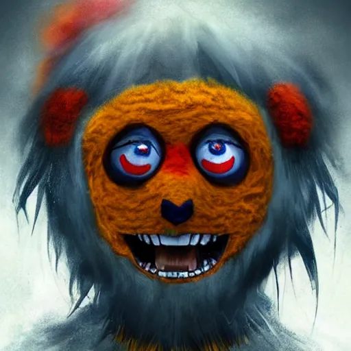 Prompt: scary anime Portrait of horrific Youppi the Habs Montreal Canadiens Mascot as a very dead powerful and violent pokemon, Youppi devouring Boston Bruins Bear Logo, lots of Bruins Bear Blood, highly detailed anime, high evolution, 1990s, haunted shiny legendary, darkness, smooth, sharp focus, dynamic lighting, intricate, trending on ArtStation, stuff of nightmares, illustration pokemon, art by WLOP